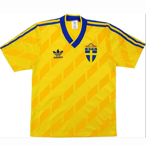 Sweden la prima maglia da calcio da uomo della divisa da calcio della Svezia con la maglia retrò 1988-1991